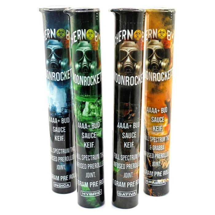 Infused Pre-Rolls - Chernobyl Moon Rocket (Hybrid 1.5g / Indica 1.5g / Sativa 1.5g / Grabba 1g) Infused Pre-Rolls - Chernobyl Moon Rocket (Hybrid 1.5g / Indica 1.5g / Sativa 1.5g / Grabba 1g)
